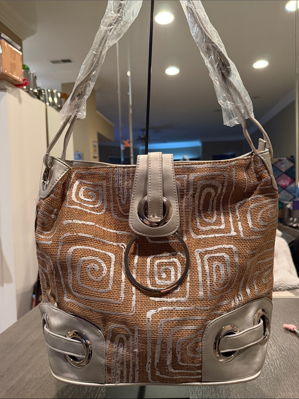 NWT Woven Spiral Pattern Shoulder Bag